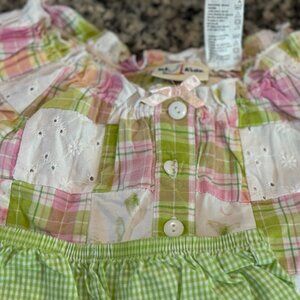b.t. kids Baby Girl Plaid Outfit Set 6 9 Months Eyelet Top Bloomers